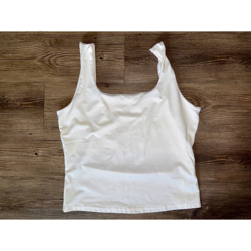 Womens White Square Neck Tank Top Sleeveless Basic Layering Cami XL